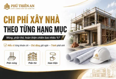 Chi phí xây nhà theo từng hạng mục: móng, phần thô, hoàn thiện chiếm bao nhiêu %