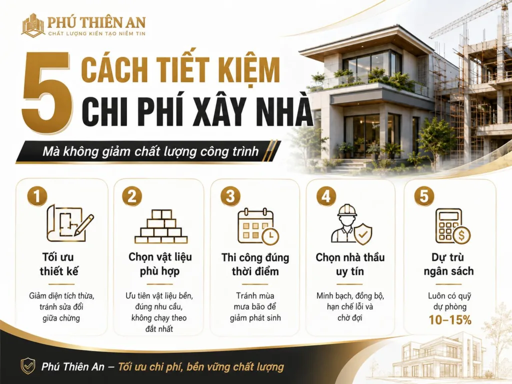 5 cách tiết kiệm chi phí xây nhà mà không giảm chất lượng công trình